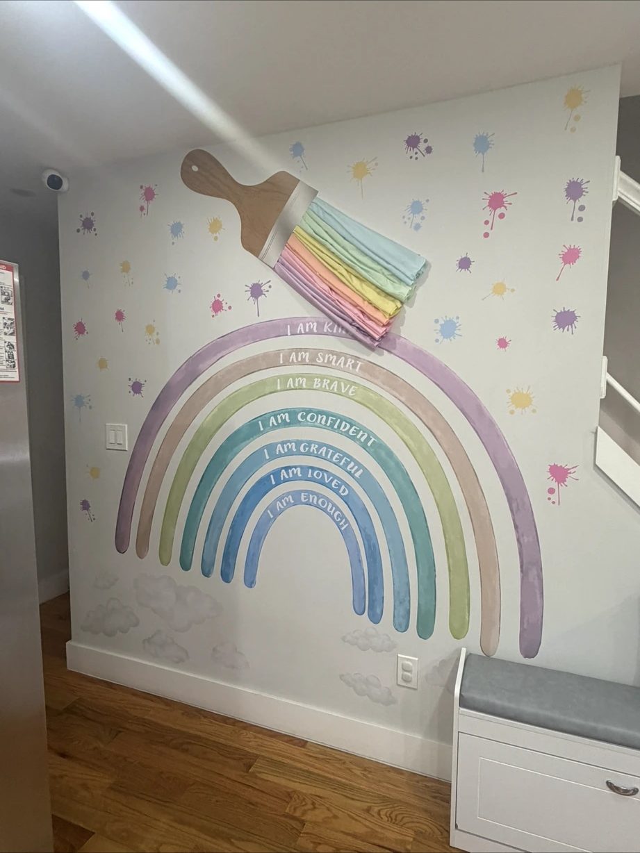 Our rainbow affirmation wall at Neni’s Playhouse Childcare
